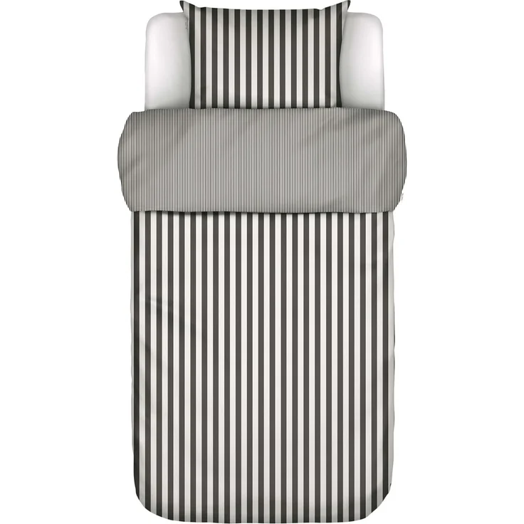 Marc O Polo Mako-Satin Bettwäsche Classic Stripe|155x220 cm + 80x80 cm| anthracite – Bild 1