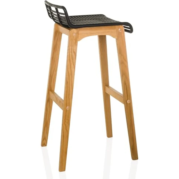 Hjh Office Barhocker Lonso W, Massivholz mit Gitteroptik Sitzfläche, Japandi-Stil – Bild 6