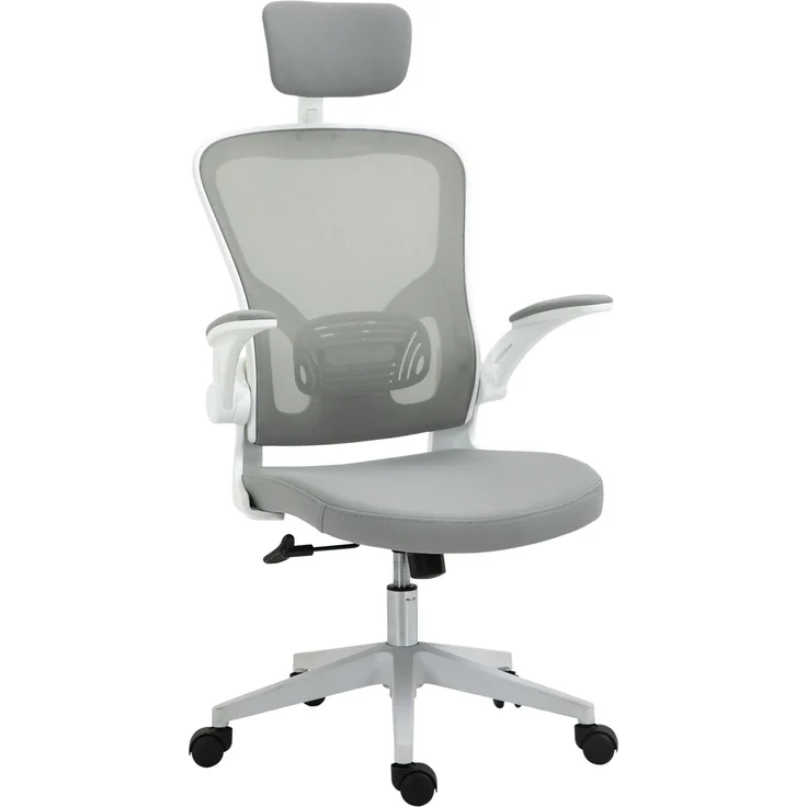 MELAYR, Bürostuhl ergonomischer Shreibtischstuhl mit Wippfunktion hoher Rückenlehne, 65 x 64 x 122 cm, Grau – Bild 2