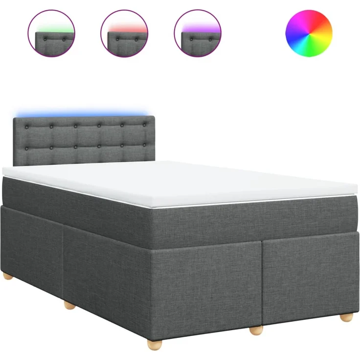 vidaXL Boxspringbett mit Matratze Dunkelgrau 120x200 cm Stoff 3288962 – Bild 2