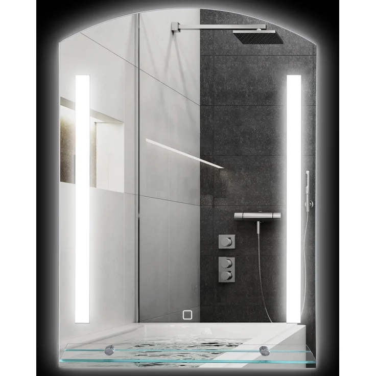 Badezimmerspiegel mit LED-Beleuchtung, elegant und hochwertig, Glas, Aluminium, Kunststoff, 50L x 12B x 70H cm--Silber--70x12x50cm--YOUDENOVA – Bild 1