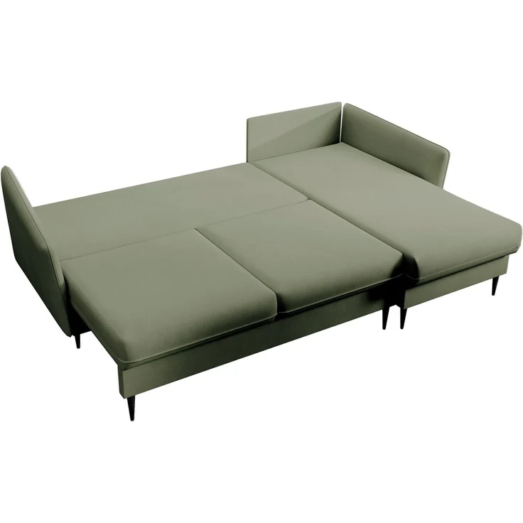 Selsey 'Volio ' Ecksofa mit Schlaffunktion, Samt wasserabweisend, Universal, Füße Schwarz, Salbeigrün – Bild 4