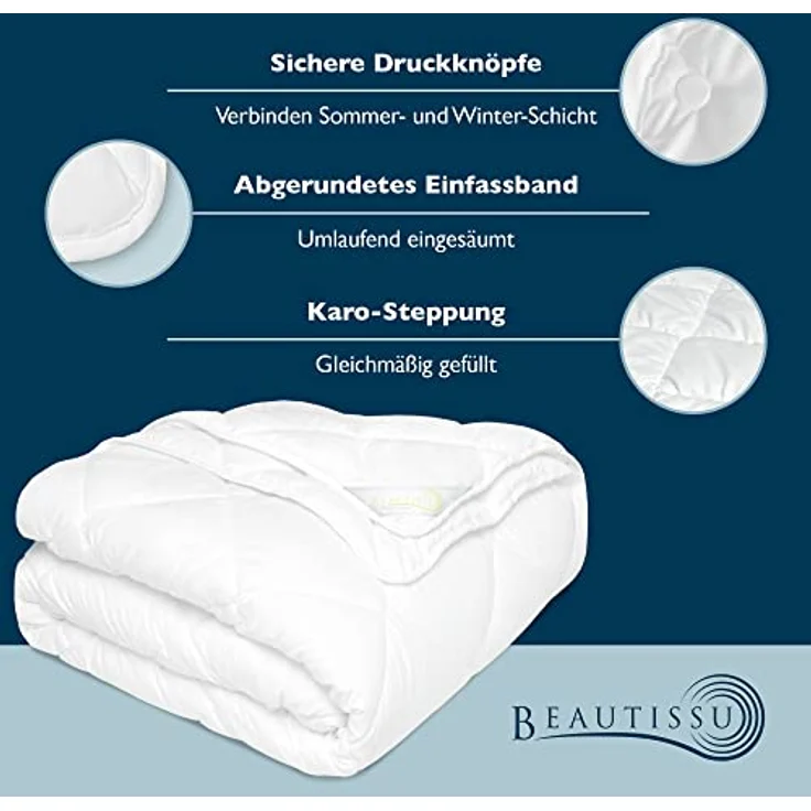 Beautissu BeauNuit JD Bettdecke 4 Jahreszeiten 155x220 cm – Bild 5