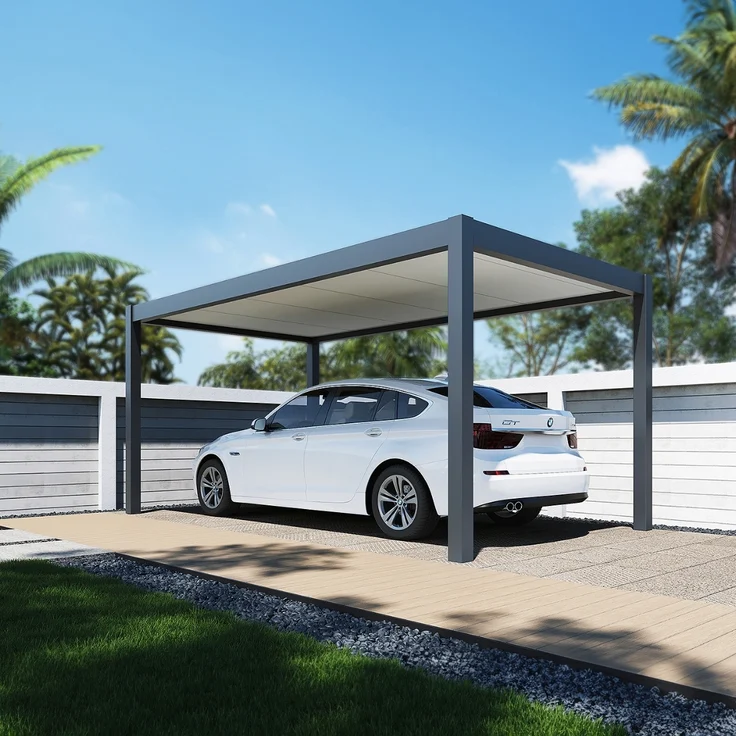 Weide Carport aus Aluminium | 3 x 5,3 M | Garage anthrazit | Autoüberdachung – Bild 3