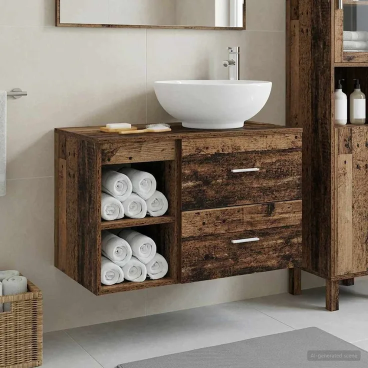 vidaXL Badezimmerschrank-Set 2 stk. Altholz 79,5 x 44,5 x 80 cm 3403918