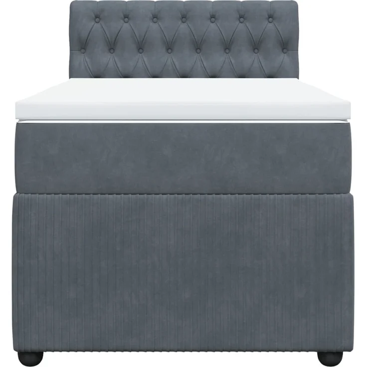 vidaXL Boxspringbett mit Matratze Dunkelgrau 90x200 cm Samt 3287645 – Bild 4