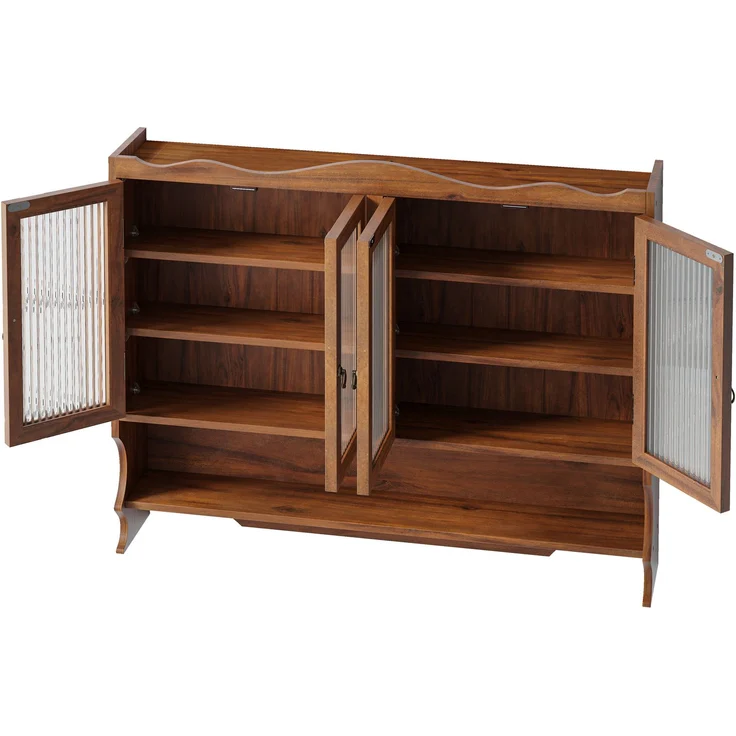 Abrihome Retro-Wandschrank mit 4 Türen und Haken, Braun, 100x20x80 cm – Bild 3