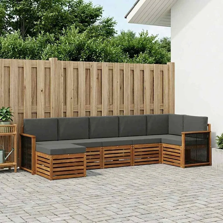 vidaXL Outdoor-Sofagarnitur 7 stk. 6-Sitzer Natur und Anthrazit 3384623 – Bild 1