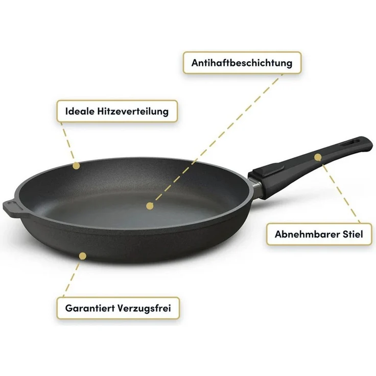 Hoffmann Germany Bratpfanne Aluguss Ø 20 cm – Made in Germany Pfanne, Aluguss (1-tlg), abnehmbarer Griff, backofenfest bis 250°C, Induktion, Antihaft
