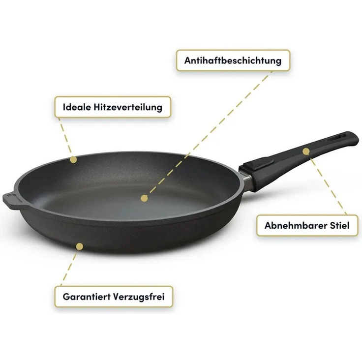 Hoffmann Germany Bratpfanne Aluguss Ø 20 cm – Made in Germany Pfanne, Aluguss (1-tlg), abnehmbarer Griff, backofenfest bis 250°C, Induktion, Antihaft