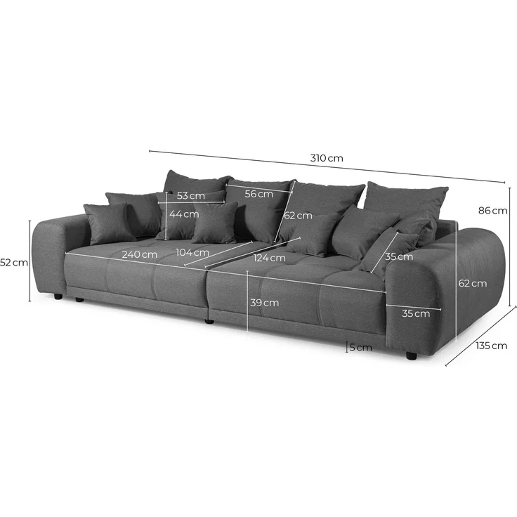 Bigsofa Geflechtstoff 310x135x86 blau MIRELLA – Bild 10