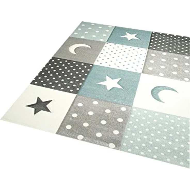 Carpetia Kinderteppich Kinderteppich Spielteppich Junge Stern Mond in blau hellblau türkis, rechteckig, Höhe: 13 mm – Bild 3