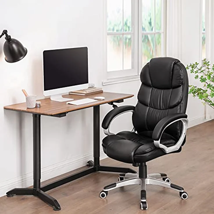 Songmics Bürostuhl Chefsessel Drehstuhl Computerstuhl SGS EN12520 Sitzhöhenverstellung office Stuhl Polsterung, OBG24B – Bild 3