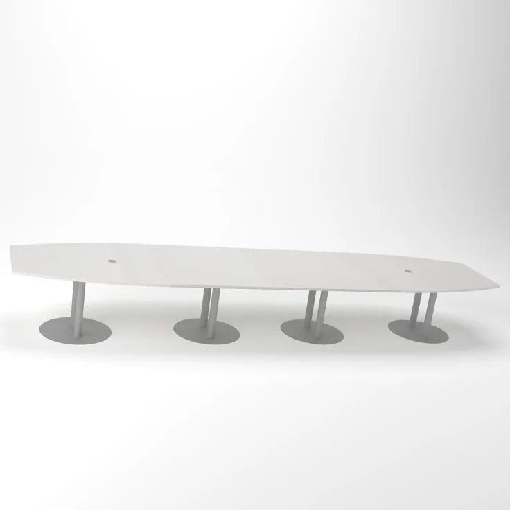 Rheinland Möbel Konferenztisch KONTI 520x130 cm – ovaler Besprechungstisch in Grau mit silbernen Säulenfüßen & 2 Kabelauslässen, erweiterbarer Meetingtisch für 16–18 Personen, moderner XXL-Tisch fürs Büro – Bild 1