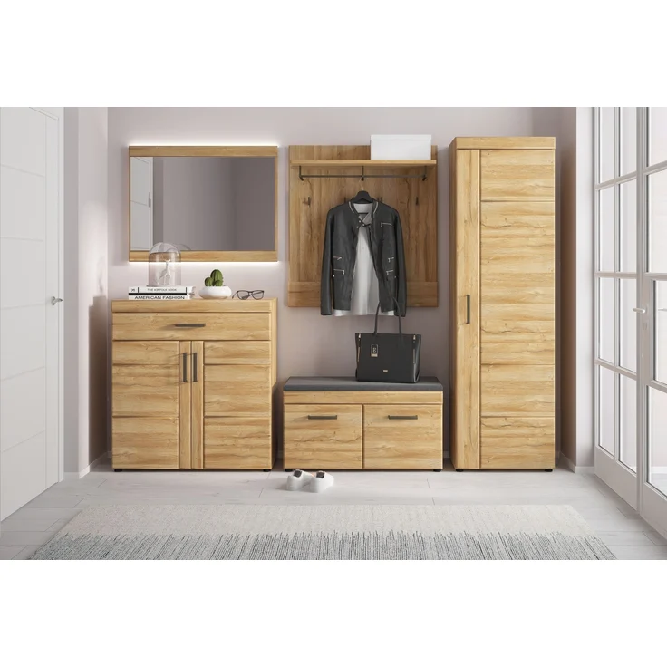 Garderobenschrank >CORTINA< in Grandson Eiche Dekor - 58x195x37,4 (BxHxT) – Bild 4