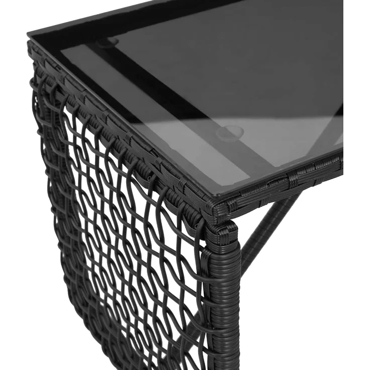 vidaXL Tisch für Outdoor Schwarz 80 x 40 x 40 cm PE Rattan und Glas 42025182 – Bild 8
