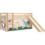 Vipack 'Pino' Halbhochbett 90x200 cm, natur, Kiefer massiv, mit Rutsche und Textilset 'Dino'