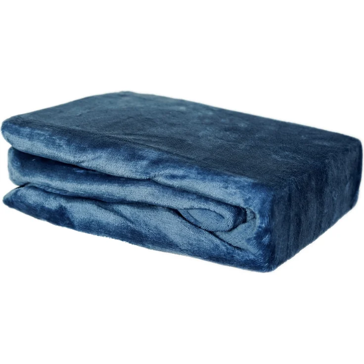 Plüsch Spannbettlaken 140-160 x 200 cm + 30 cm mit Rundumgummizug - Cashmere Touch 180 gsm Dunkelblau – Bild 1