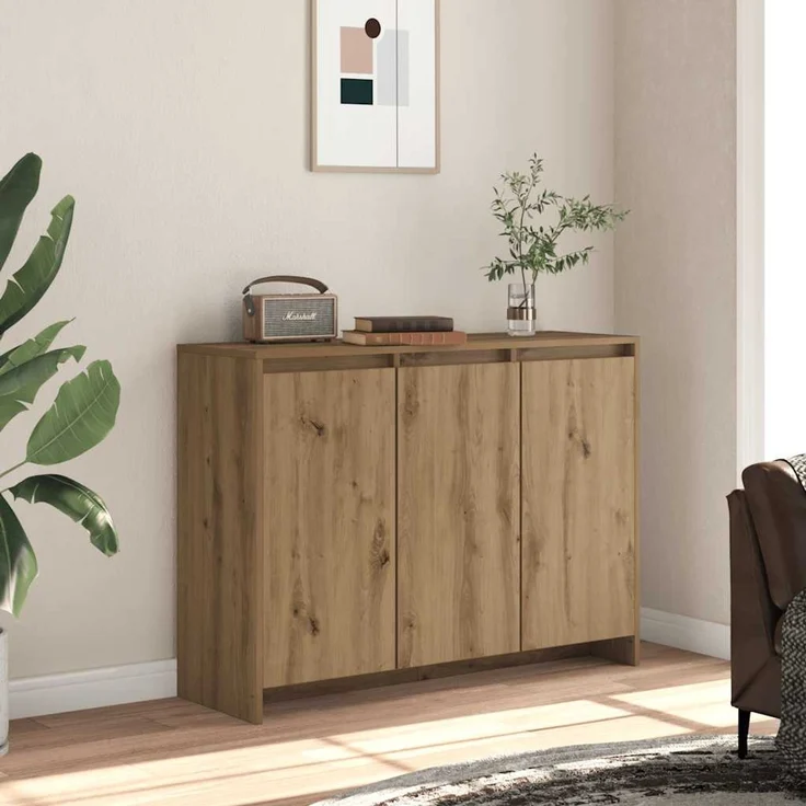 Sideboard, Kommode Artisan-Eiche 102x33x75 cm Holzwerkstoff – Bild 2