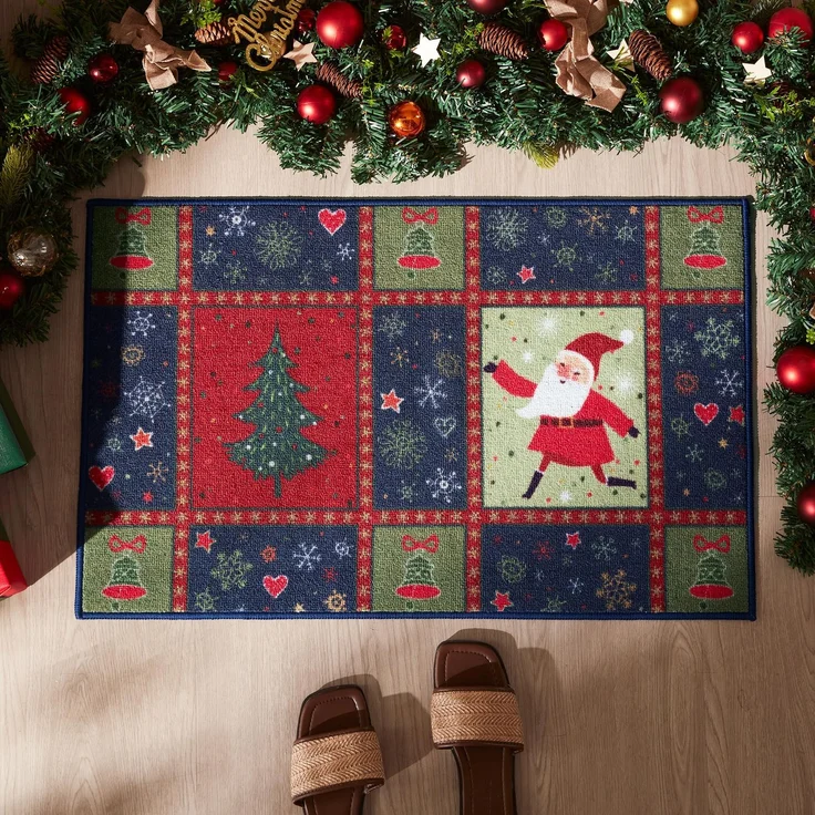 Sonive Fußmatte Außen Innen 50x80 cm, mit Weihnachtsmann Muster | Fußabtreter rutschfeste Schmutzfangmatte Türmatte waschbar Fußabtreter Eingangsteppich für Hund, Eingang, Haustür & Flur