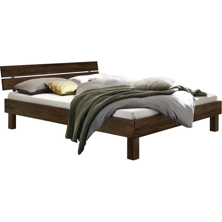 Hasena Massivholzbett Prato Nussbaum geölt, Trento 160x210 cm, Fußhöhe 20 cm – Trento