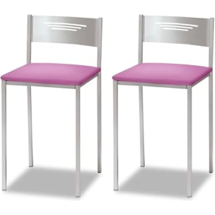 ASTIMESA Zwei Küchenhocker mit Rückenlehne Kunstleder Rosa, Sitzhöhe 45 cm