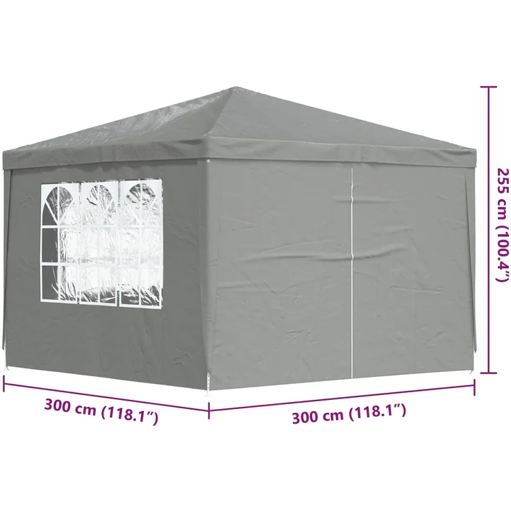 vidaXL Party-Zelt 300 x 300 x 255 cm Hellgrau PE und Stahl 42032999 – Bild 9