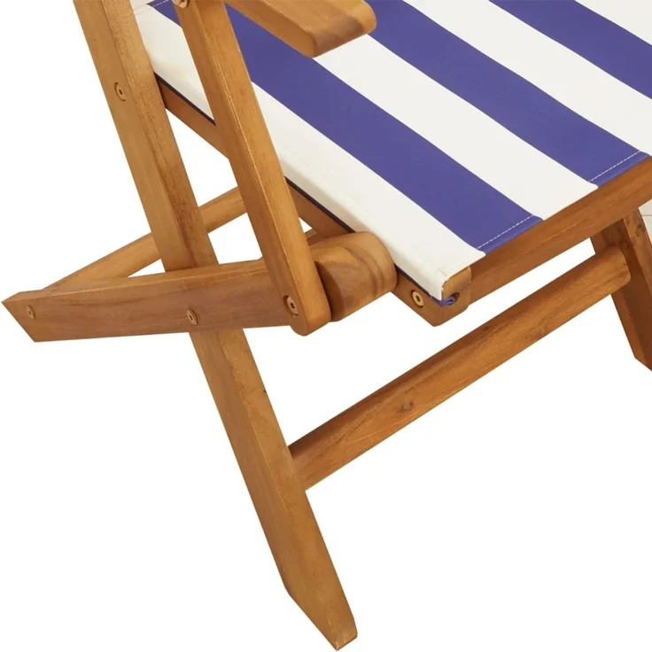 vidaXL Gartenstühle 4 Stk. Klappbar Blau und Weiß Stoff und Massivholz 3214589 – Bild 8