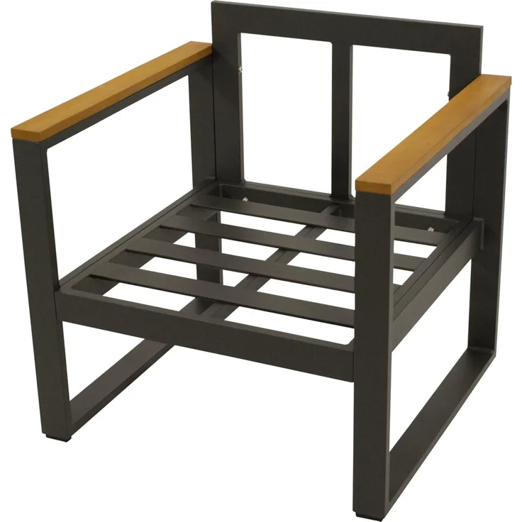 DEGAMO KAMPALA Diningsessel, Alu + Akazie, anthrazit/braun, 70cm – Bild 4