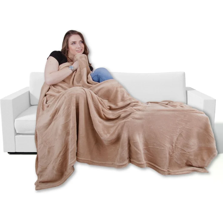 Kuscheldecke supersofte Tagesdecke vielseitig verwendbare Microfaser-Decke, flauschig und anschmiegsam in vielen verschiedenen modischen Farben erhältlich (beige - creme / 130x170 cm) – Bild 1