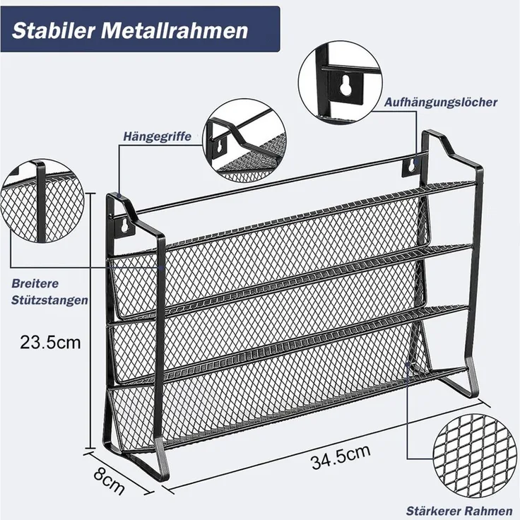 TUWENA Gewürzregal Generisch Gewürzregal Stehend & Wand Gewürz Organizer Küchen Organizer, mit 28 Gewürzgläser & 180 Gewürzetiketten & Trichter-Komplettse