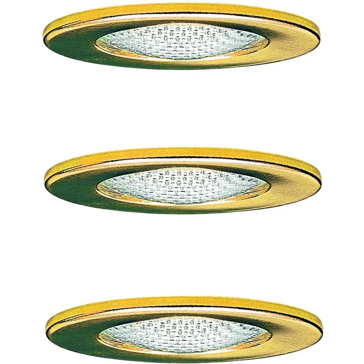 Paulmann Möbel Einbauleuchten Set Schutzglas strukt. 3x20W 70VA 230/12V G4 66mm Gold/Stahl/Glas4608