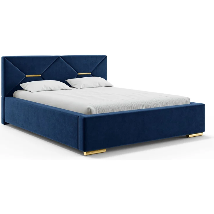 MEBLINI Polsterbett 120x200 ohne Lattenrost ohne Matratze – LIZZY – Blau Samt – Doppelbett ohne Bettkasten - Stauraumbett - Kopfteil Bett ohne Stauraum – Bild 2