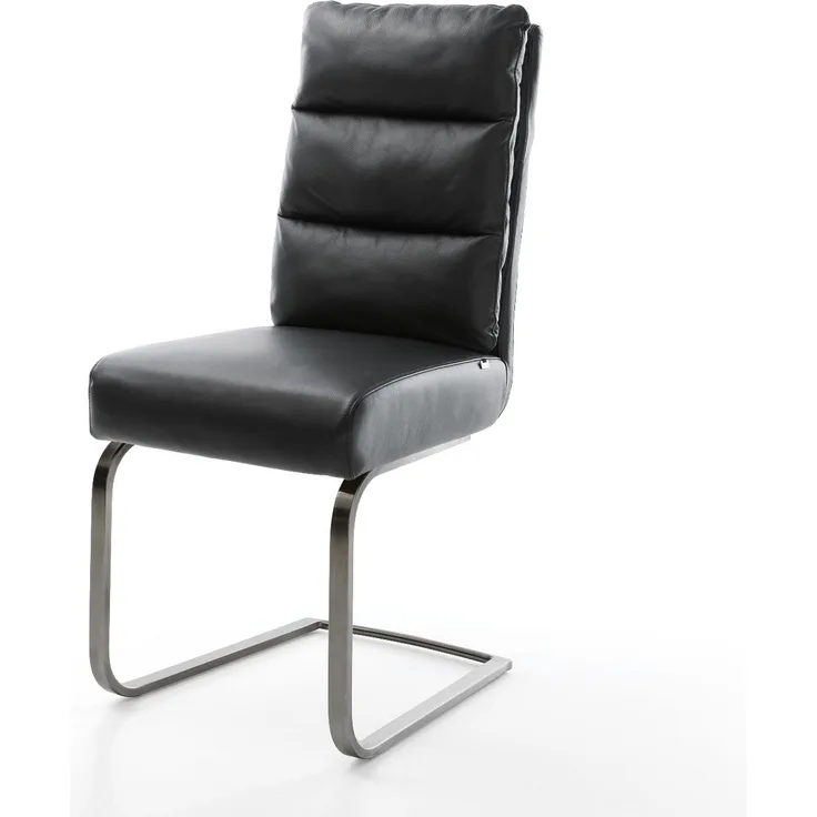 Freischwinger Pela-Flex Echt-Leder Schwarz Freischwinger flach Graphit Taschenfederkern