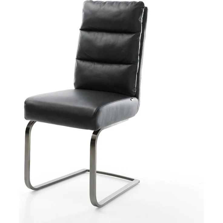 Freischwinger Pela-Flex Echt-Leder Schwarz Freischwinger flach Graphit Taschenfederkern – Bild 1