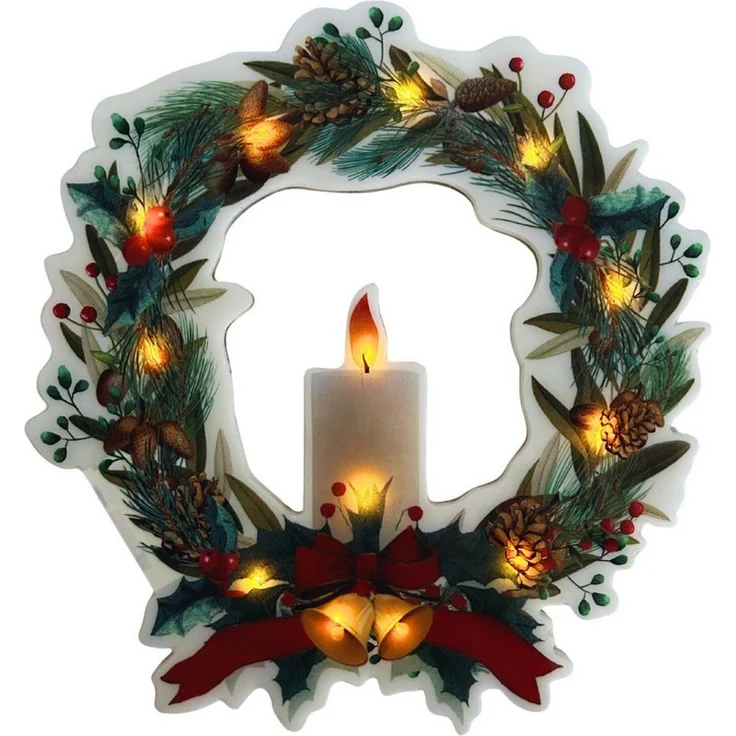 abc HOME Fensterdekoration Weihnachtskranz, LEDs, Timer-Funktion, Selbsthaftend – Bild 3