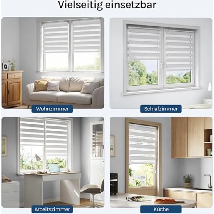 WOLTU Doppelrollo Klemmfix ohne Bohren 40x130 cm, Grau – Bild 8