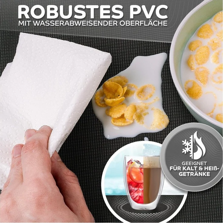 Loco Bird Platzset rechteckig aus PVC, (Tischset Abwischbar PVC-Untersetzer, 6-St, Waschbare Tischuntersetzer Platzdeckchen), Untersetzer PVC-Matte – Bild 2