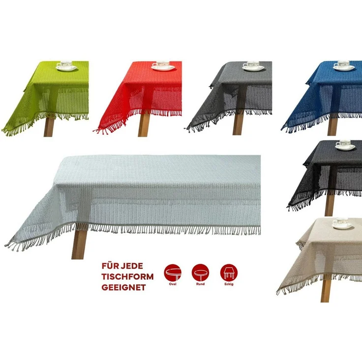 texpot Tischdecke mit Fransen Weichschaum wetterfest rutschfest PVC (1-tlg) – Bild 2