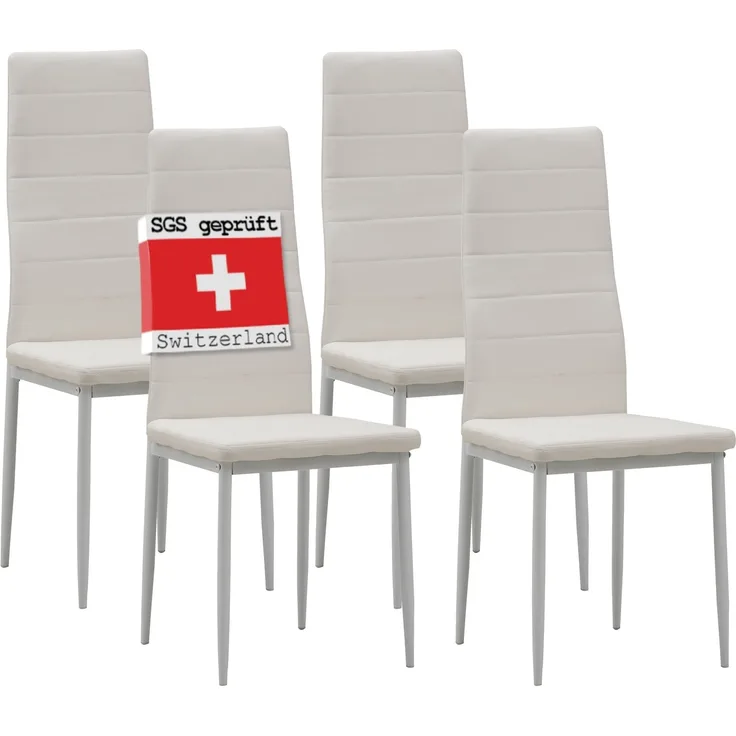 Albatros Esszimmerstühle MILANO 4er Set, Weiss - Polsterstuhl mit Kunstleder-Bezug, Modernes Stilvolles Design am Esstisch-Küchenstuhl oder Stuhl Esszimmer mit hoher Belastbarkeit bis 110kg