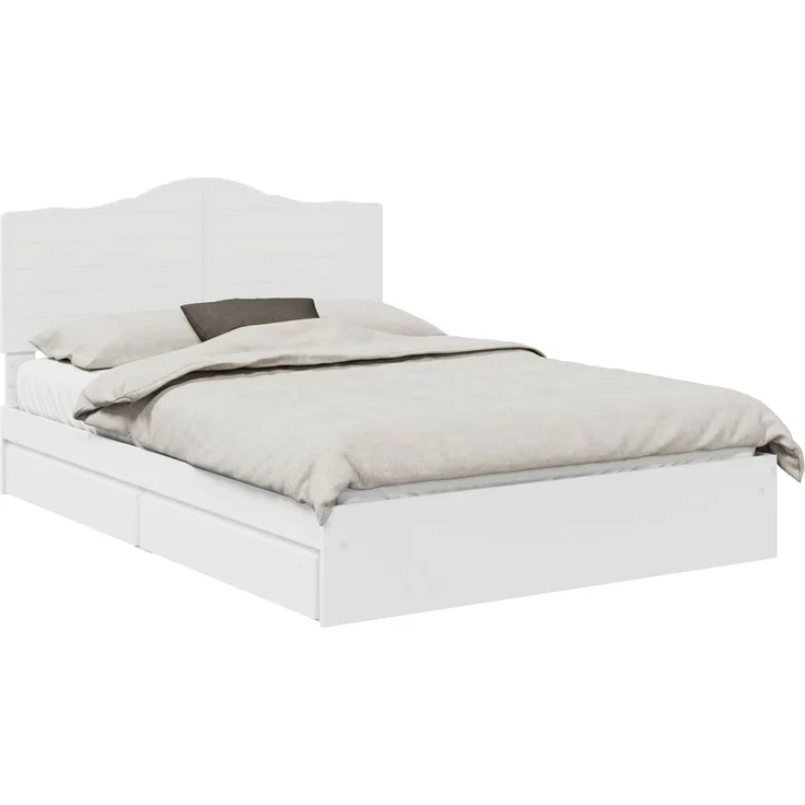 vidaXL Aufbewahrungsbett mit Kopfteil Weiß 140 x 200 cm Holzwerkstoff 3413499 – Bild 1