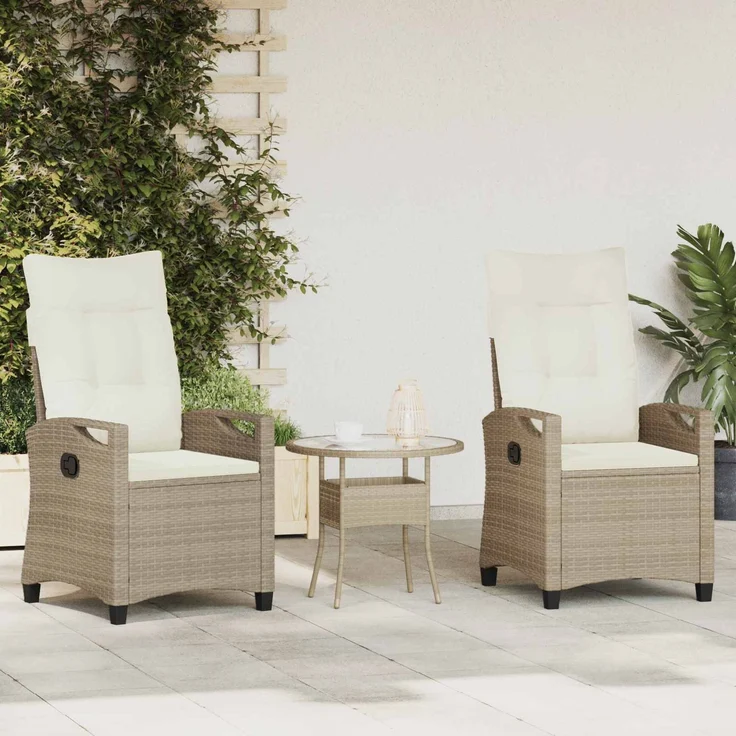 vidaXL Gartenstuhl 2 pcs Beige und Creme 56 x 60 x 112 cm 42026834 – Bild 1