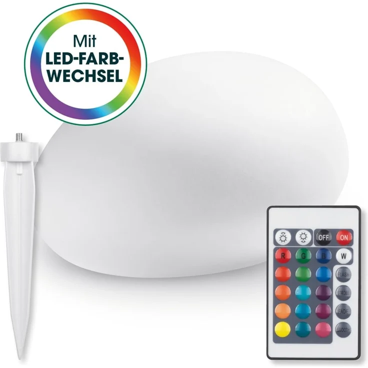 EASYmaxx Solar-Deko-Stein 40 x 30 x 16 cm IP67 | Gartenleuchte Deko-Stein mit LED Beleuchtung und Farbwechsel | Moderne Außen-Garten-Lampe, Dekoleuchte | Witterungsbeständig IP67, Fernbedienung – Bild 1