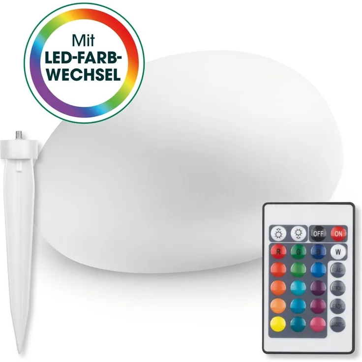 EASYmaxx Solar-Deko-Stein 40 x 30 x 16 cm IP67 | Gartenleuchte Deko-Stein mit LED Beleuchtung und Farbwechsel | Moderne Außen-Garten-Lampe, Dekoleuchte | Witterungsbeständig IP67, Fernbedienung