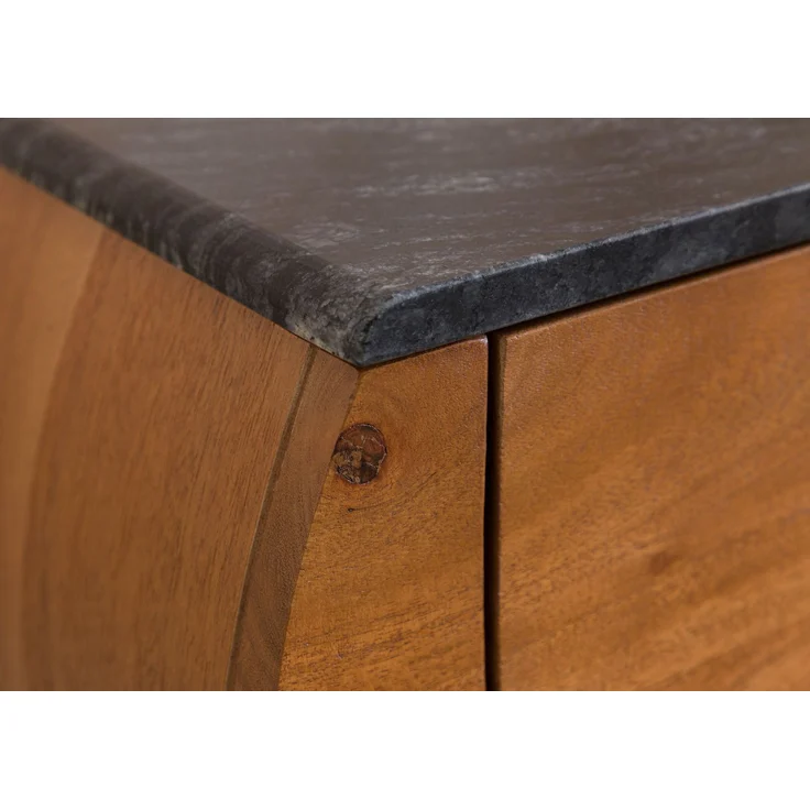 Lowboard Akazie 124 x 40 x 25 natur lackiert / Marmor schwarz MONTREAL #131 – Bild 7