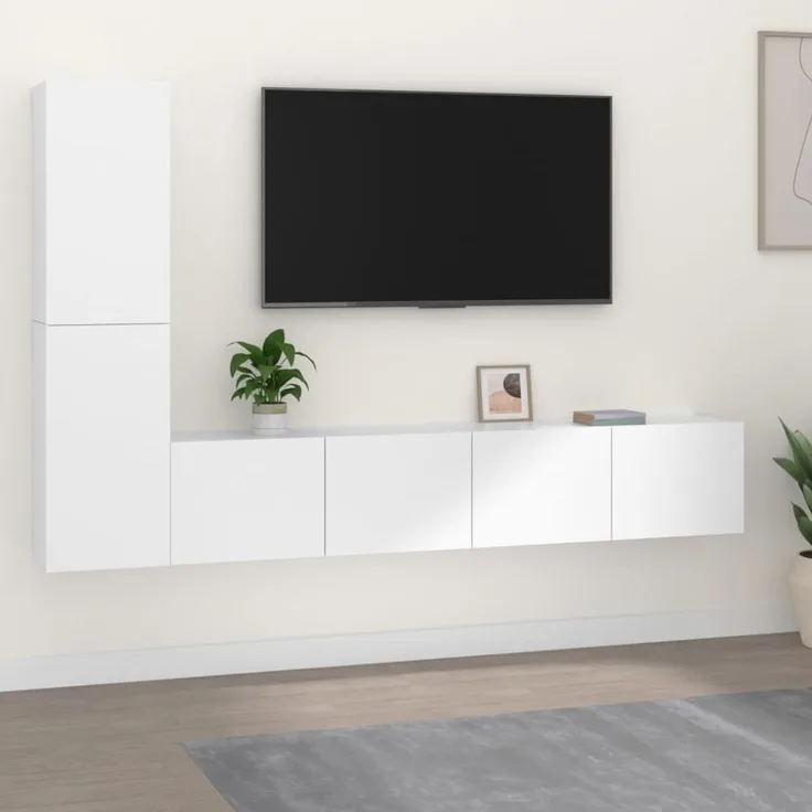 vidaXL TV Schrank Set 4-tlg., Holzwerkstoff weiß, 80 x 30 x 30 cm / 30,5 x 30 x 60 cm