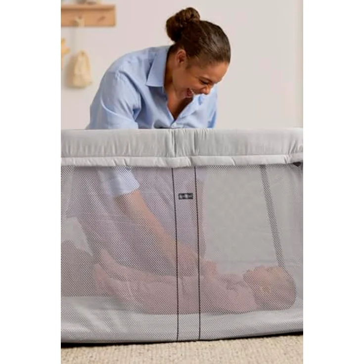 BABYBJÖRN Reisebett Light mit Spannbetttuch, Silber – Bild 4