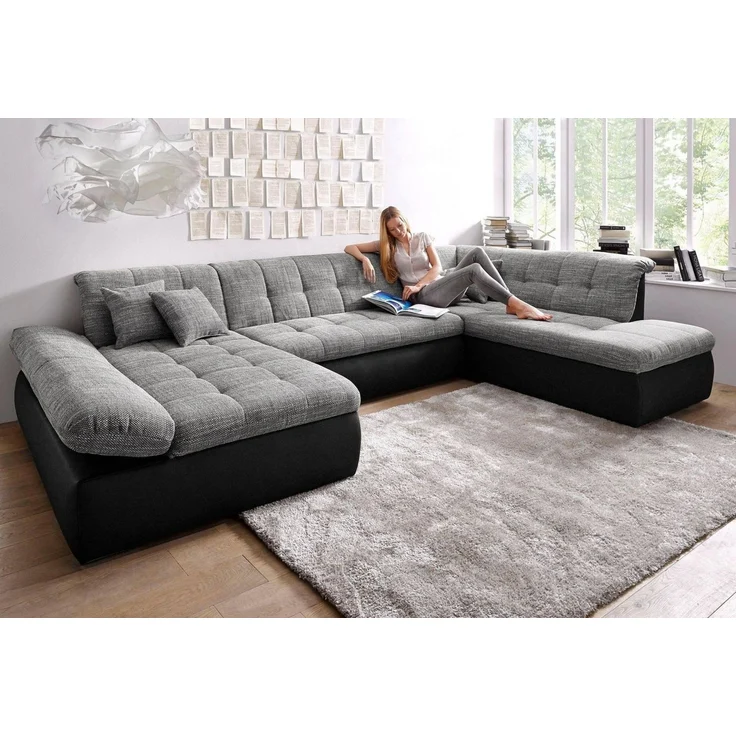DOMO collection Wohnlandschaft Moric U-Form auch in Cord, im XXL-Format, wahlweise mit Bettfunktion und Armlehnenverstellung – Bild 1