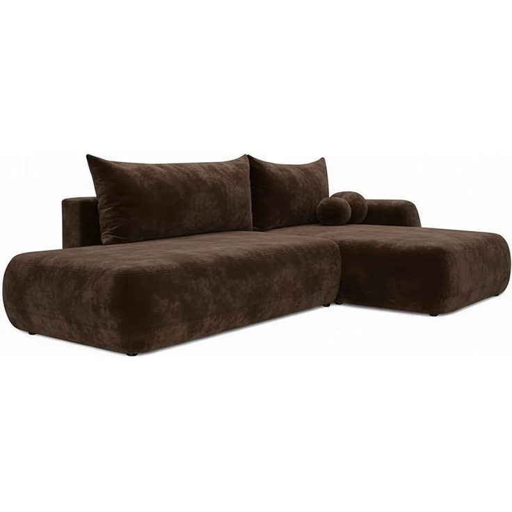 Wohnero24 Ecksofa FIRELLI Rechts 300×190 cm – Modernes Schlafsofa mit Bettkasten – Weicher Velours Stoff Braun – Schlaffläche 225×140 cm – Bild 3