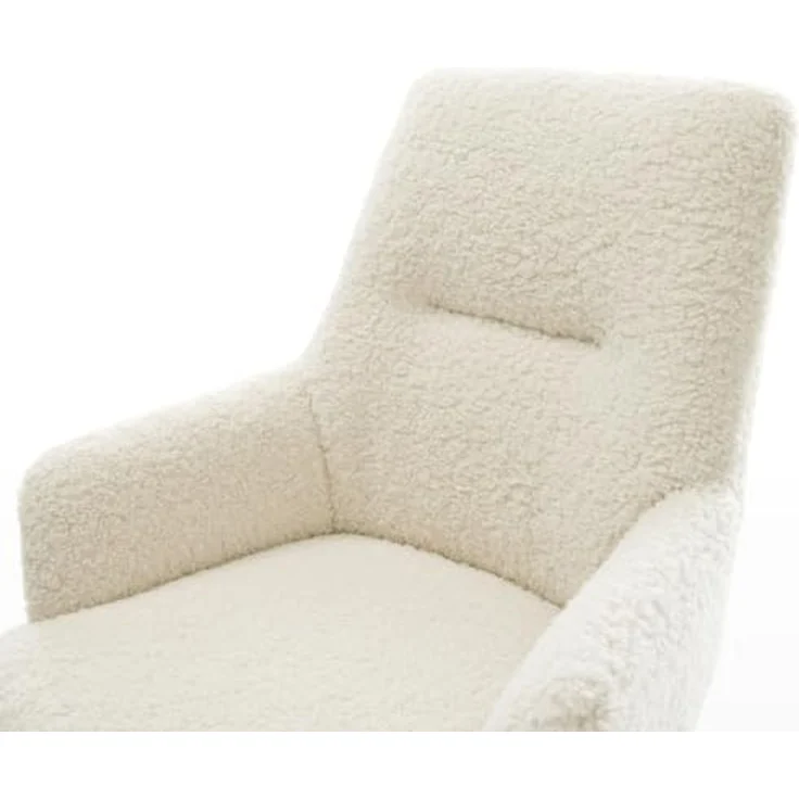 Freischwinger Zelia-Flex mit Armlehnen Teddystoff Beige Freischwinger flach Weiß Taschenfederkern – Bild 6